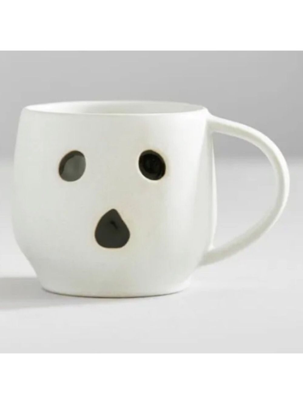 Pottery Barn Ghost Boo Mug Cup Modern Matte Stoneware Minimalist Gus Coffee Set